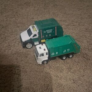 Green and White Recycling Toy Trucks